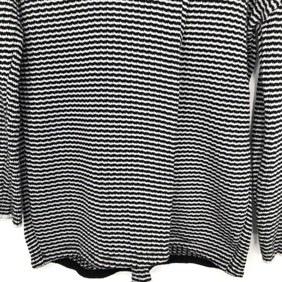 Cabi 3167 FERGIE Black White Stripe Cowl Turtleneck Split Knit Sweater - Picture 10 of 16